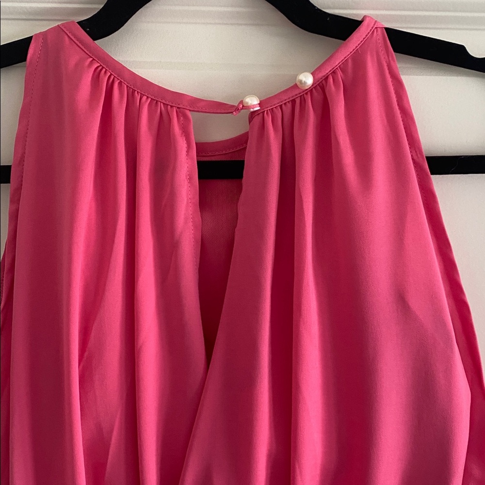 Chic Pink High-Low Sleeveless Dress - Picture 4 of 6